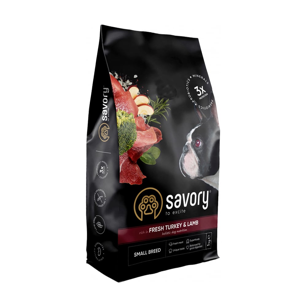 Сухий корм для собак малих порід Savory Small Breed Fresh Turkey &amp; Lamb з свіжим м'ясом індички та ягня, 1 кг