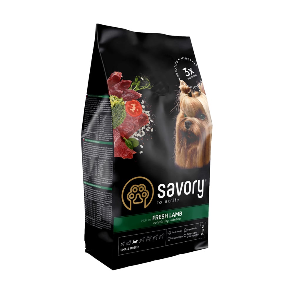Сухий корм для собак малих порід Savory Small Breeds Fresh Lamb з свіжим м'ясом ягня, 3 кг